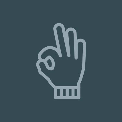 icoon van een hand in een werkhandschoen die het OK-teken maakt